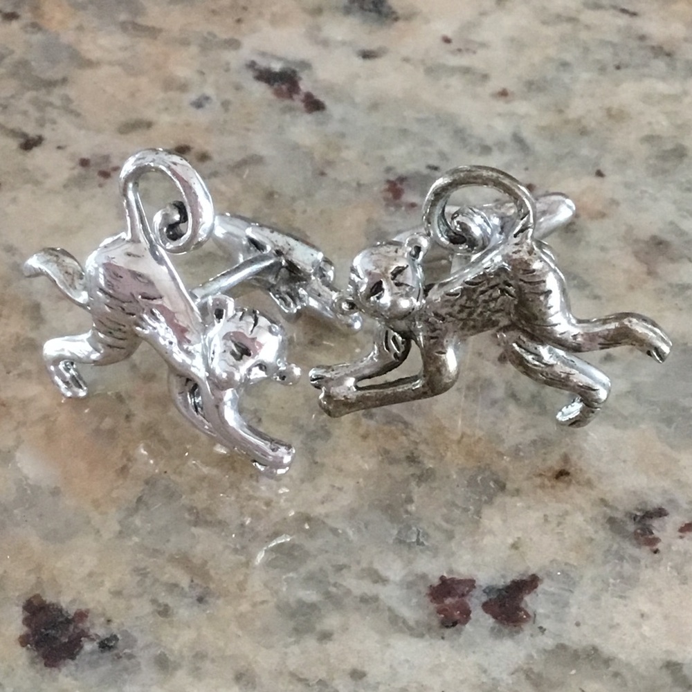 Vintage RRC Rotenier Swing Sterling Silver Playful Monkey Handcrafted Cufflinks - Picture 3 of 8
